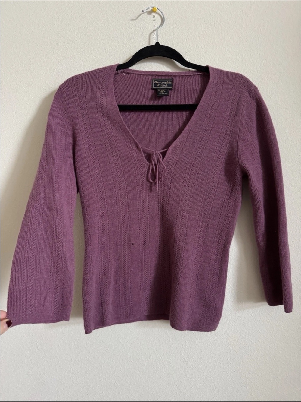 Vintage Y2K Abercrombie & Fitch Purple Lambswool Knit Blouse Top L